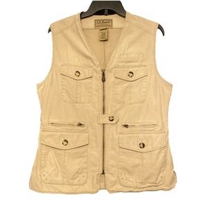 LL Bean Vest Men's Size Medium Beige Fishing Utility Safari Photographer Hunting